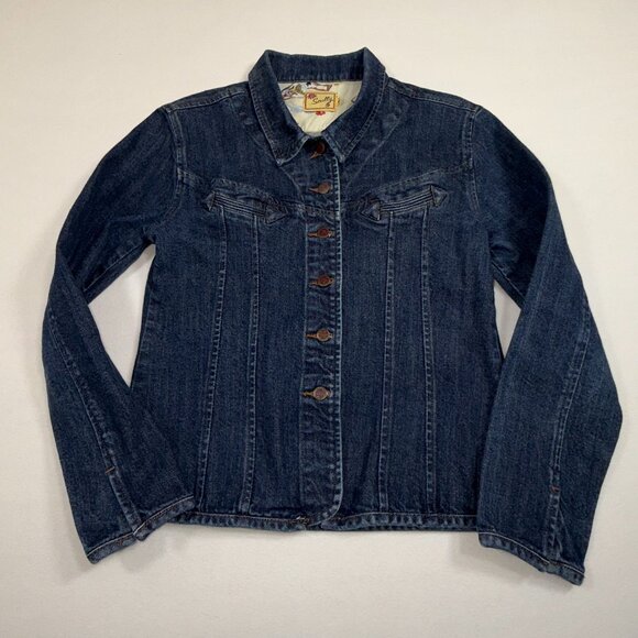 MINT SCULLY M WOMEN BLUE JEAN DENIM WESTERN JACKET Panel Inserts Cowgirl Rodeo - Picture 1 of 12